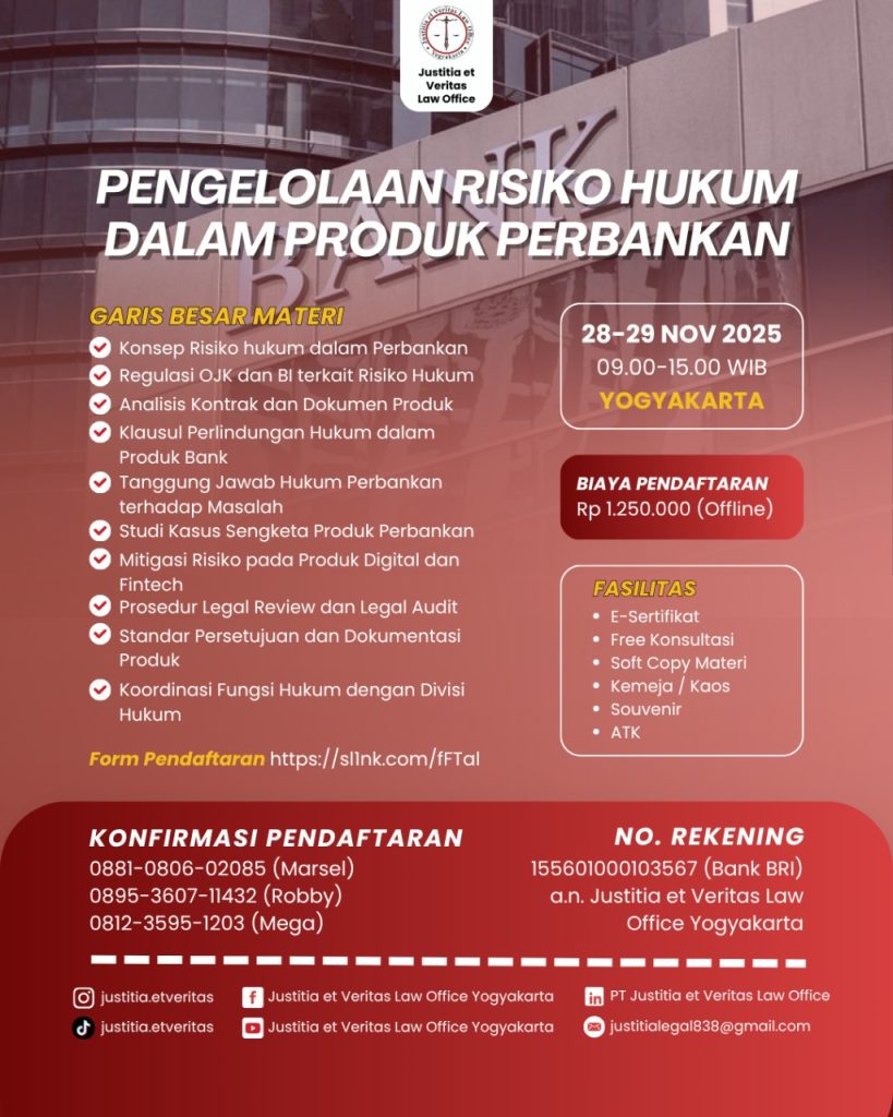 PELATIHAN PENGELOLAAN RISIKO HUKUM DALAM PRODUK PERBANKAN