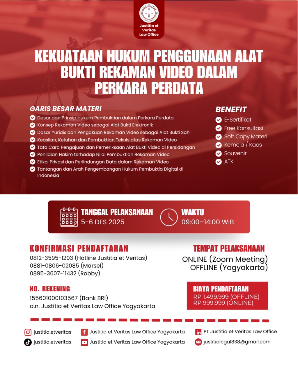 PELATIHAN KEKUATAAN HUKUM PENGGUNAAN ALAT BUKTI REKAMAN VIDEO DALAM PERKARA PERDATA 2025