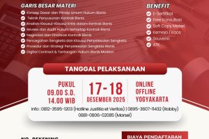 PELATIHAN BUSINESS LAW: DRAFTING, REVIEW BUSINESS CONTRACT & PENYELESAIAN SENGKETA BISNIS 2025